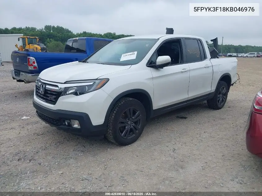 2019 Honda Ridgeline Sport VIN: 5FPYK3F18KB046976 Lot: 42535010
