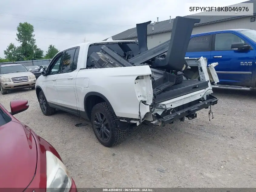 2019 Honda Ridgeline Sport VIN: 5FPYK3F18KB046976 Lot: 42535010
