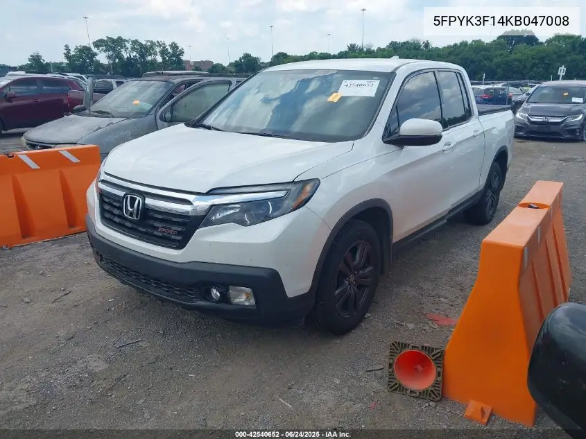2019 Honda Ridgeline Sport VIN: 5FPYK3F14KB047008 Lot: 42540652