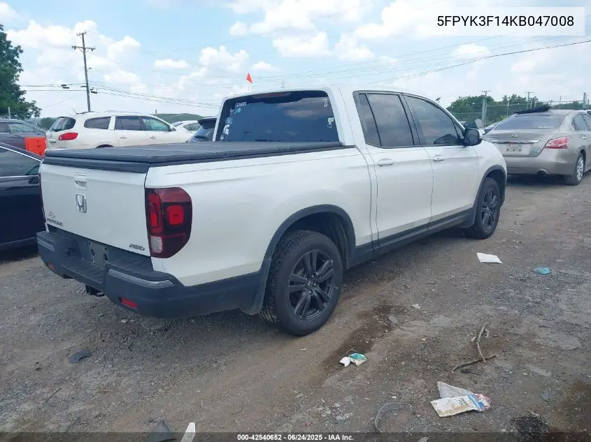 2019 Honda Ridgeline Sport VIN: 5FPYK3F14KB047008 Lot: 42540652