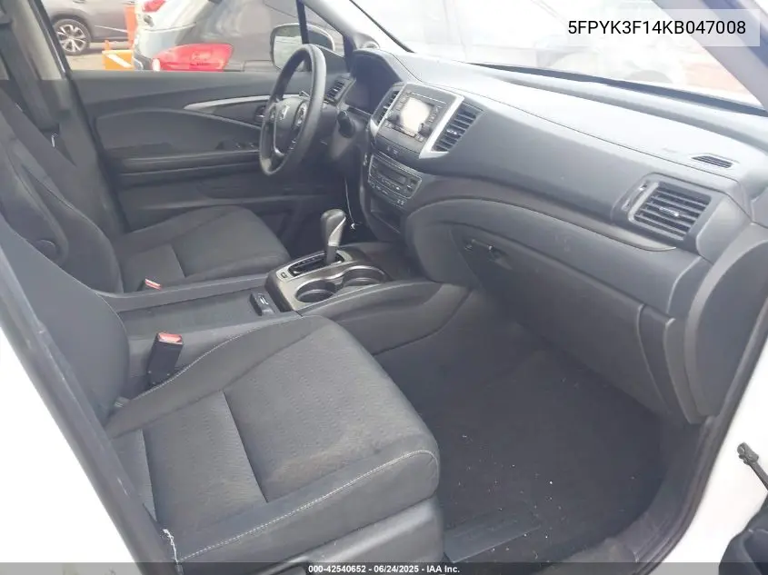 2019 Honda Ridgeline Sport VIN: 5FPYK3F14KB047008 Lot: 42540652