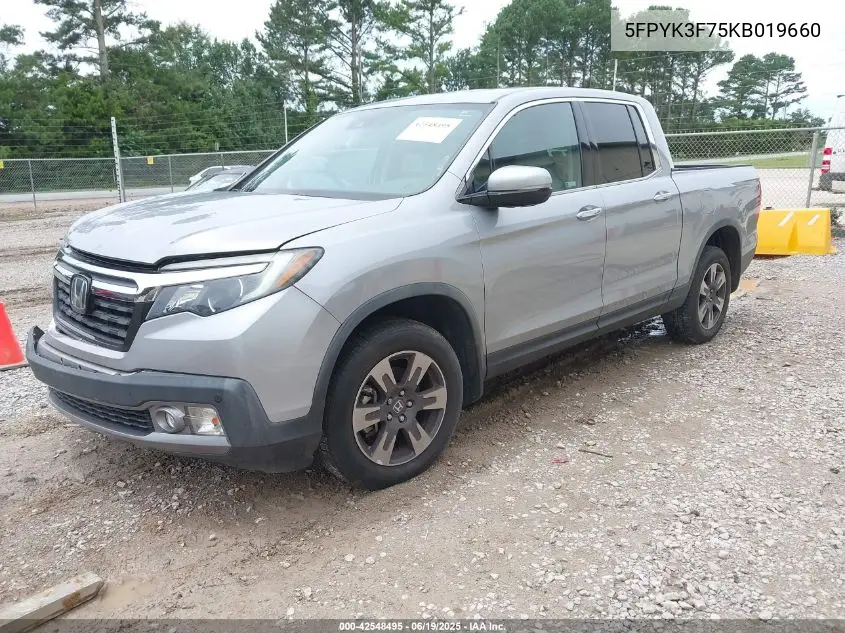 2019 Honda Ridgeline Rtl-E VIN: 5FPYK3F75KB019660 Lot: 42548495