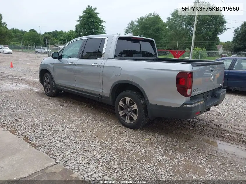 2019 Honda Ridgeline Rtl-E VIN: 5FPYK3F75KB019660 Lot: 42548495