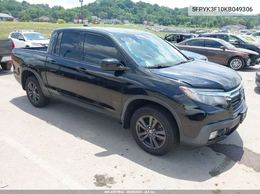 2019 Honda Ridgeline Sport VIN: 5FPYK3F10KB049306 Lot: 42579942