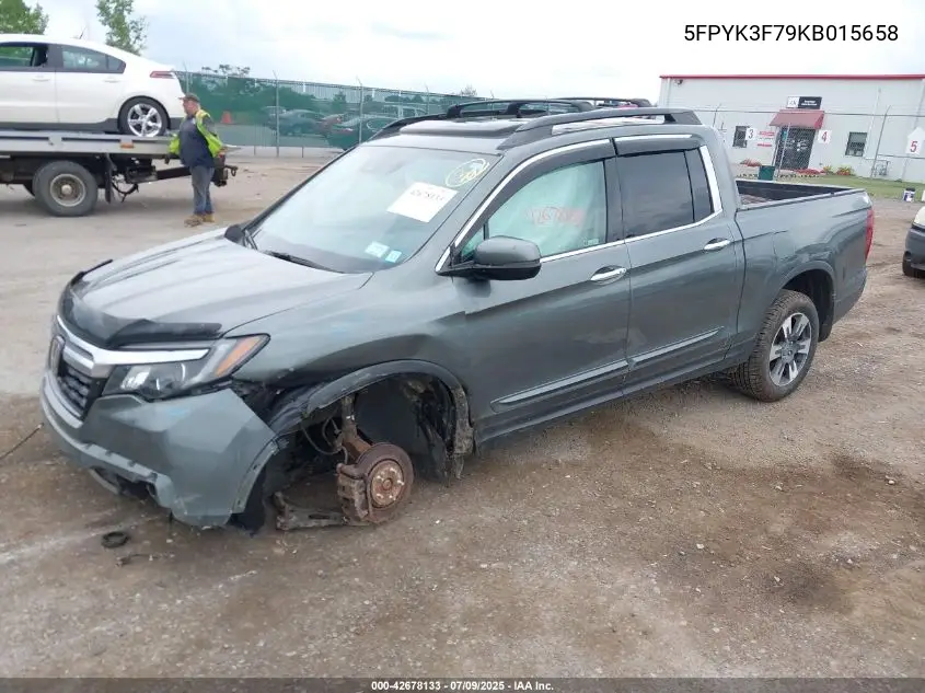 2019 Honda Ridgeline Rtl-E VIN: 5FPYK3F79KB015658 Lot: 42678133