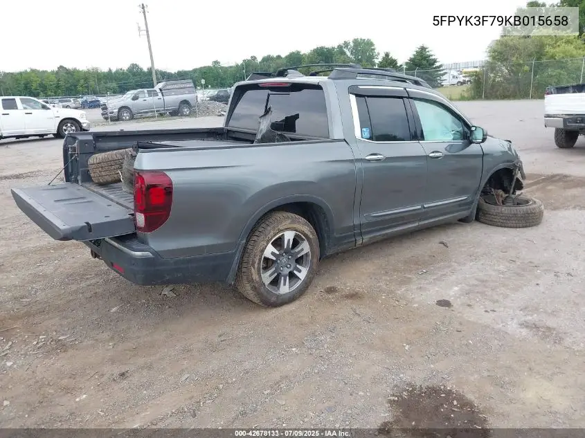 2019 Honda Ridgeline Rtl-E VIN: 5FPYK3F79KB015658 Lot: 42678133