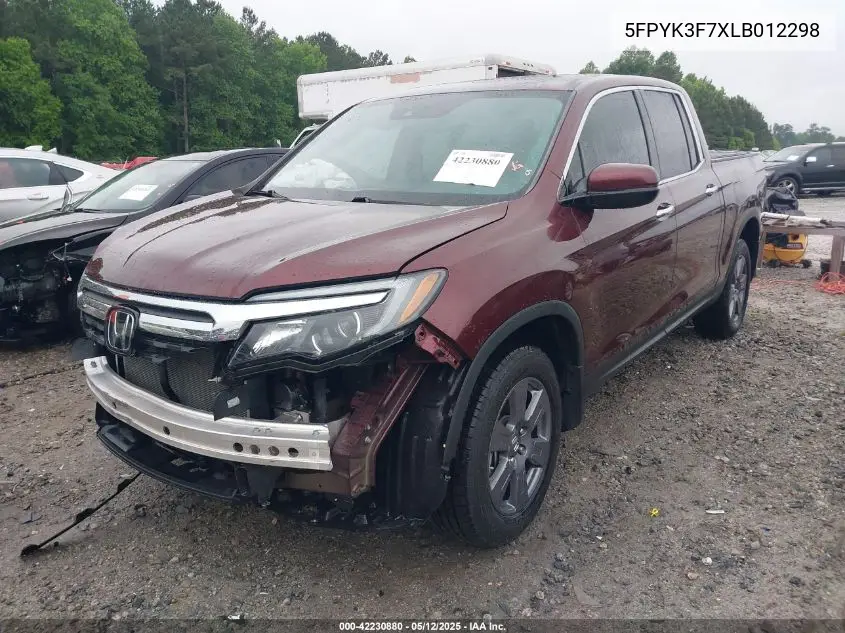 2020 Honda Ridgeline Rtl-E VIN: 5FPYK3F7XLB012298 Lot: 42230880