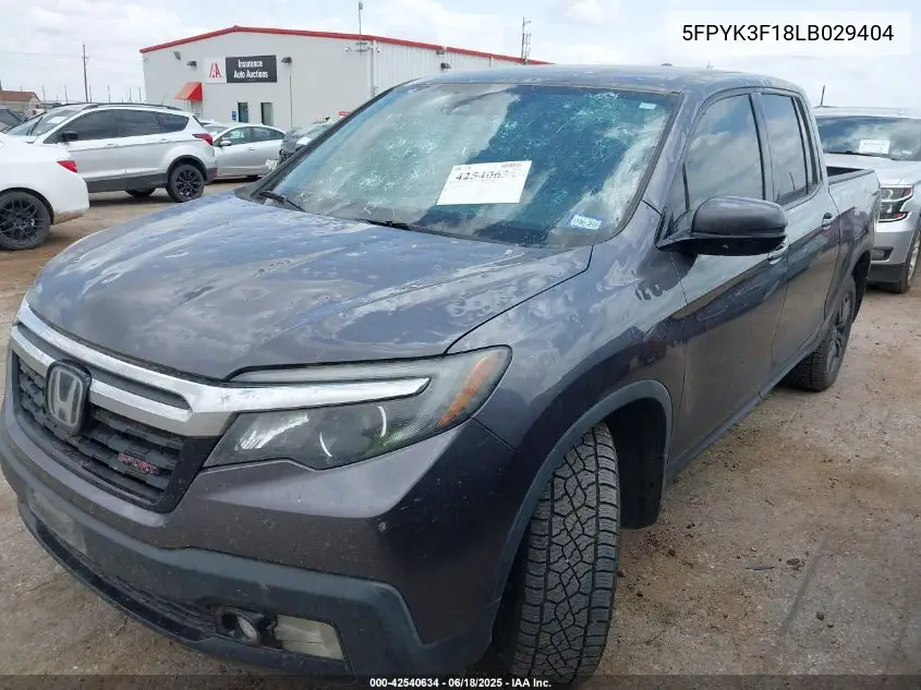 2020 Honda Ridgeline Awd Sport VIN: 5FPYK3F18LB029404 Lot: 42540634