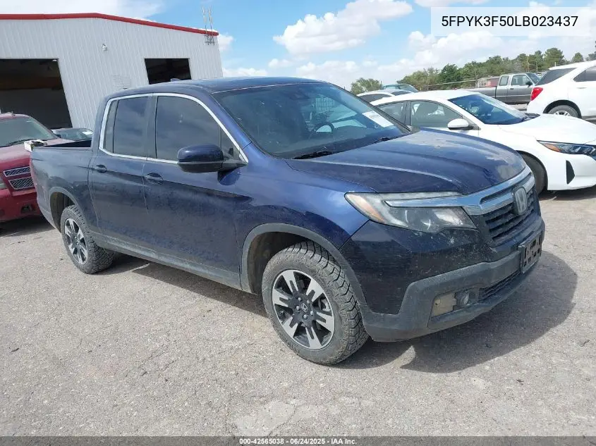 2020 Honda Ridgeline Awd Rtl VIN: 5FPYK3F50LB023437 Lot: 42565038