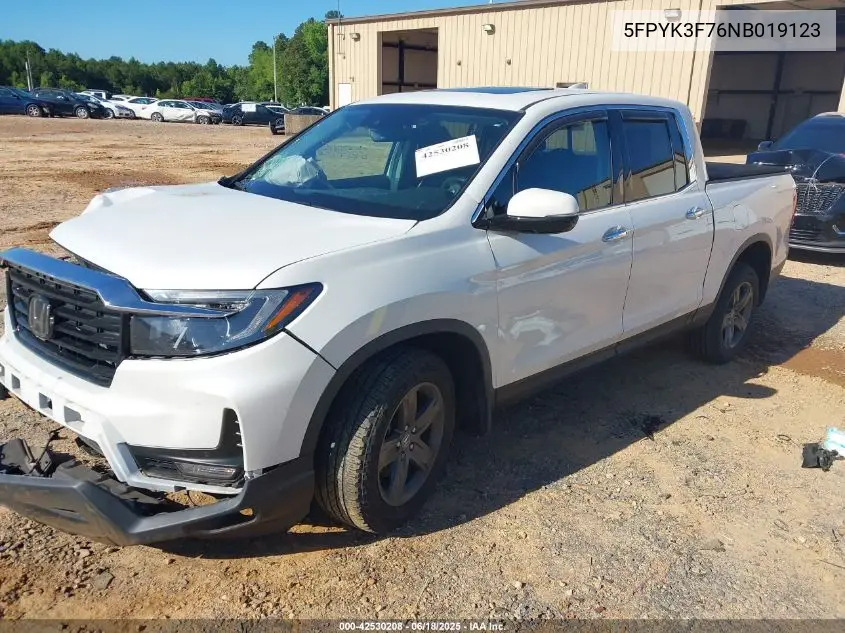 2022 Honda Ridgeline Rtl-E VIN: 5FPYK3F76NB019123 Lot: 42530208