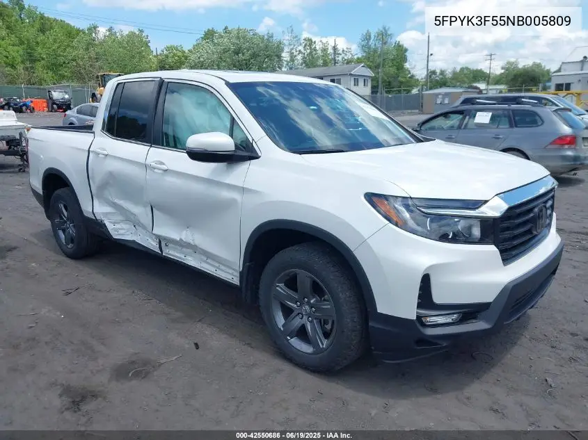 2022 Honda Ridgeline Rtl VIN: 5FPYK3F55NB005809 Lot: 42550686
