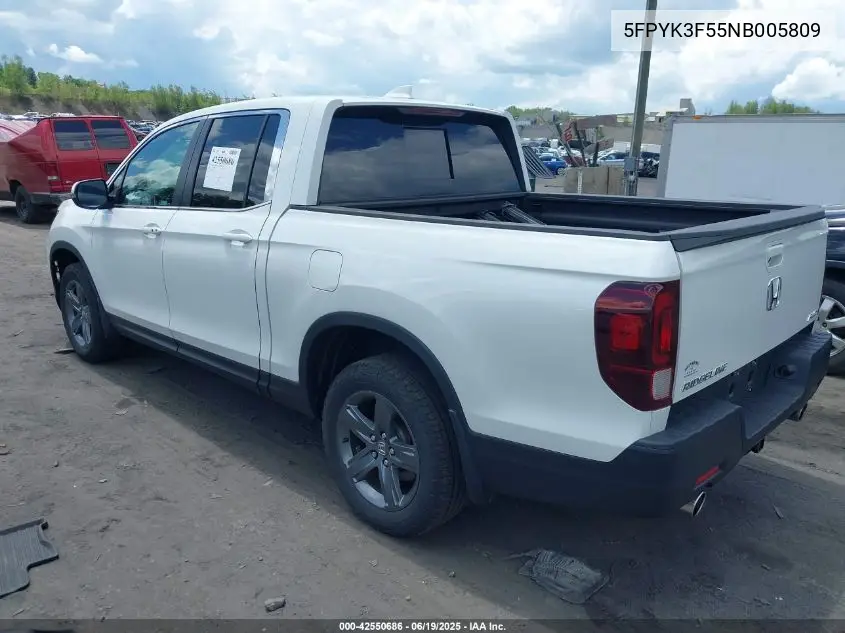 2022 Honda Ridgeline Rtl VIN: 5FPYK3F55NB005809 Lot: 42550686