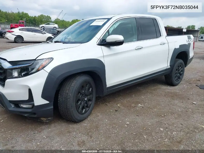 2022 Honda Ridgeline Rtl-E VIN: 5FPYK3F72NB035044 Lot: 42682099