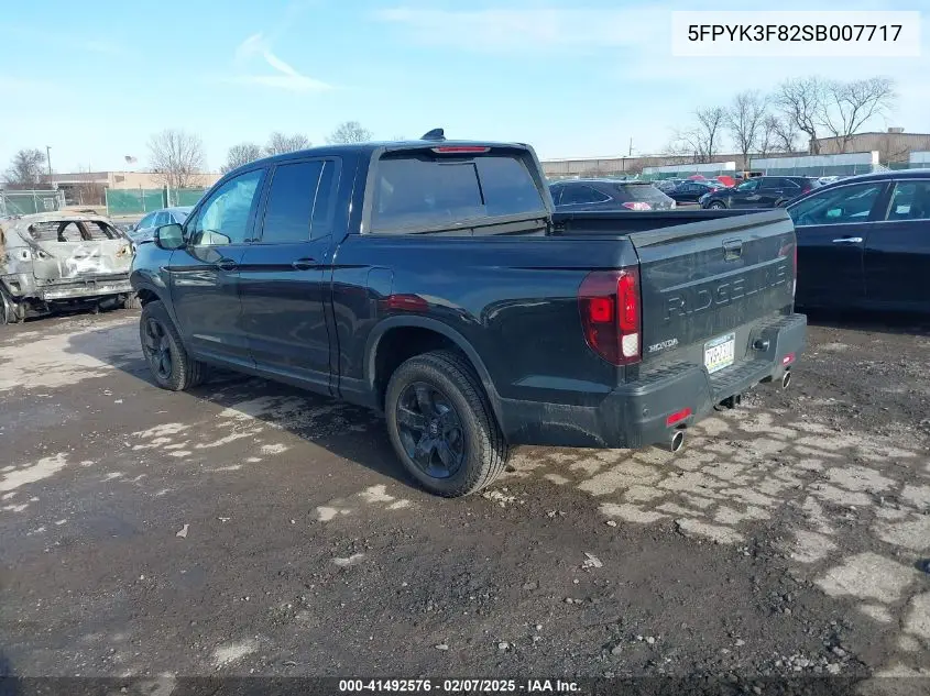 2025 Honda Ridgeline Black Edition VIN: 5FPYK3F82SB007717 Lot: 41492576