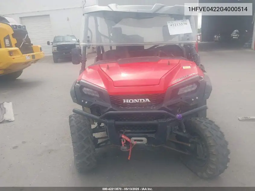 2016 Honda Sxs1000 M5 VIN: 1HFVE0422G4000514 Lot: 42213570