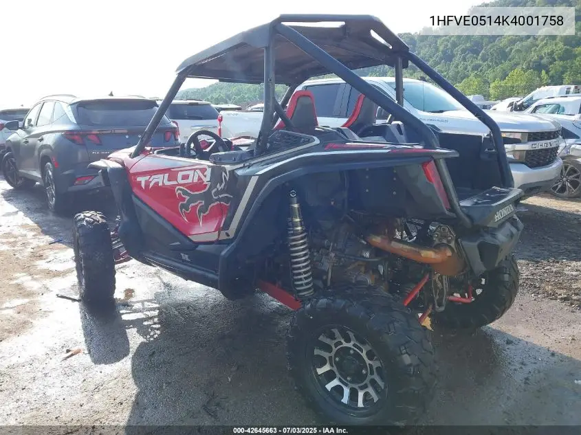 2019 Honda Sxs1000 S2X VIN: 1HFVE0514K4001758 Lot: 42645663