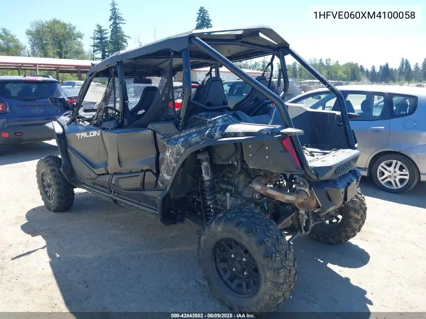 2021 Honda Sxs1000 S4X VIN: 1HFVE060XM4100058 Lot: 42443502