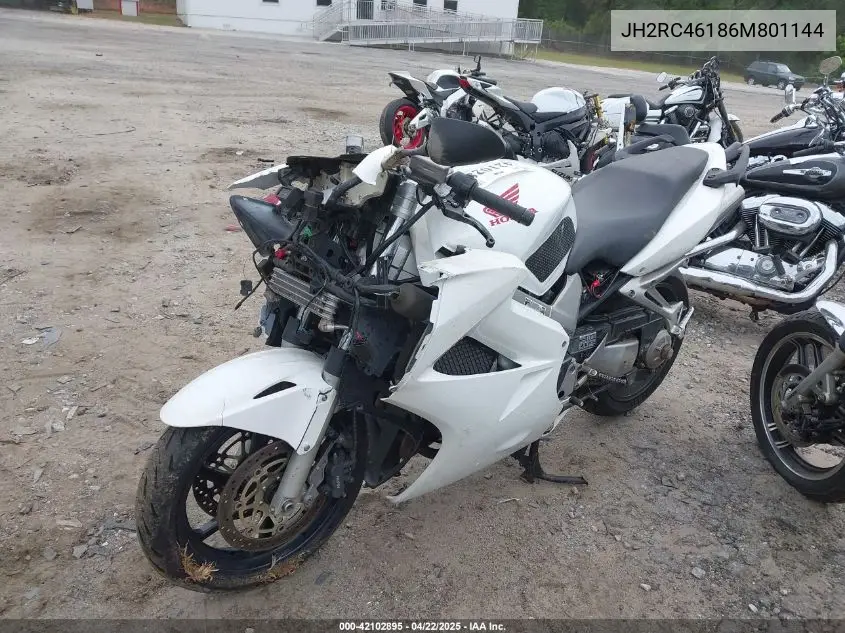 2006 Honda Vfr800 VIN: JH2RC46186M801144 Lot: 42102895