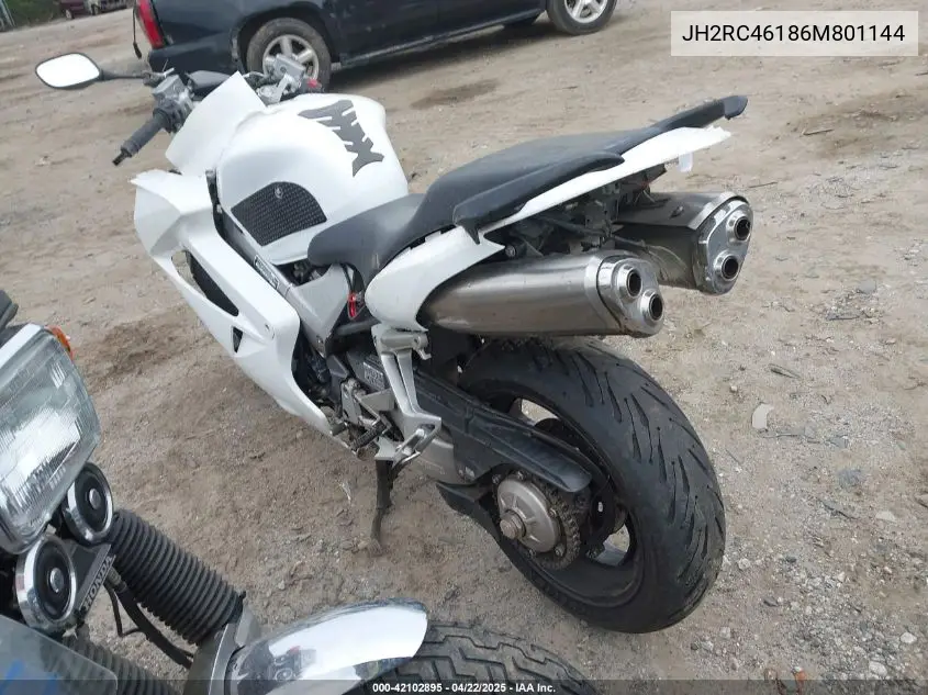 2006 Honda Vfr800 VIN: JH2RC46186M801144 Lot: 42102895