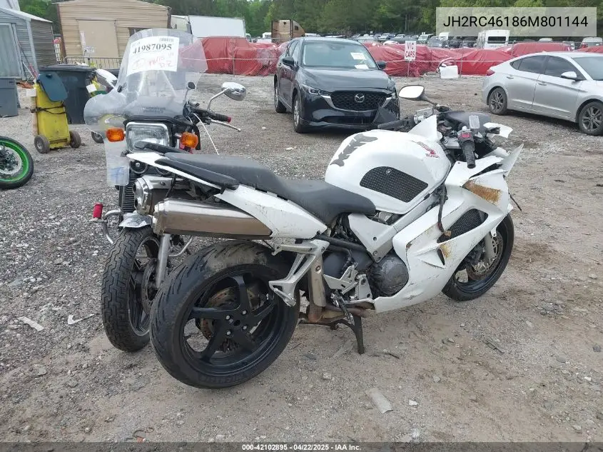 2006 Honda Vfr800 VIN: JH2RC46186M801144 Lot: 42102895
