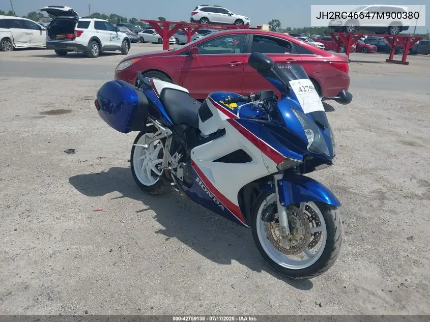 2007 Honda Vfr800 VIN: JH2RC46647M900380 Lot: 42759138