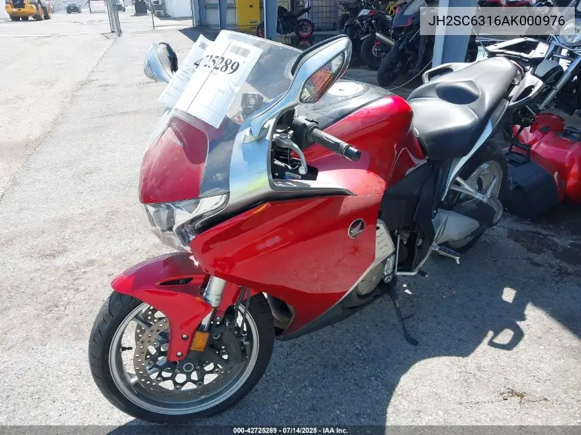 2010 Honda Vfr1200 F VIN: JH2SC6316AK000976 Lot: 42725289