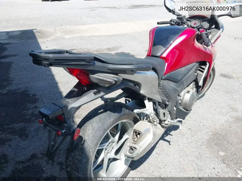 2010 Honda Vfr1200 F VIN: JH2SC6316AK000976 Lot: 42725289