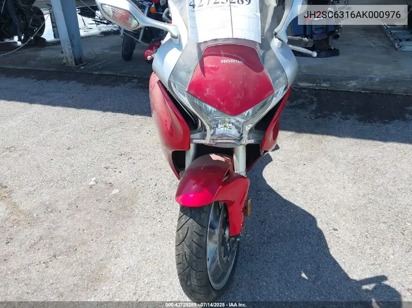 2010 Honda Vfr1200 F VIN: JH2SC6316AK000976 Lot: 42725289