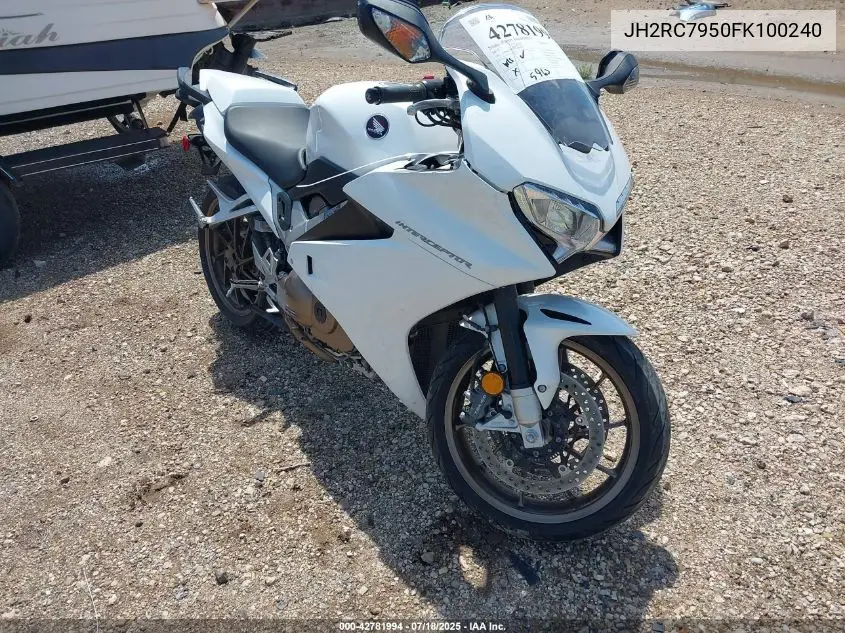 2015 Honda Vfr800 F VIN: JH2RC7950FK100240 Lot: 42781994