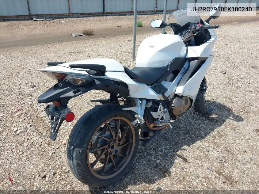 2015 Honda Vfr800 F VIN: JH2RC7950FK100240 Lot: 42781994