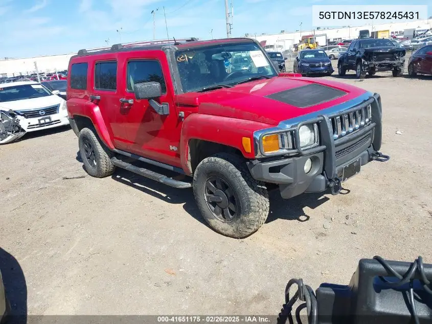 2007 Hummer H3 Suv VIN: 5GTDN13E578245431 Lot: 41651175