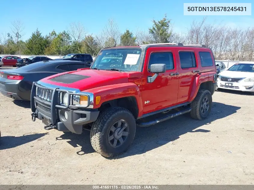 2007 Hummer H3 Suv VIN: 5GTDN13E578245431 Lot: 41651175