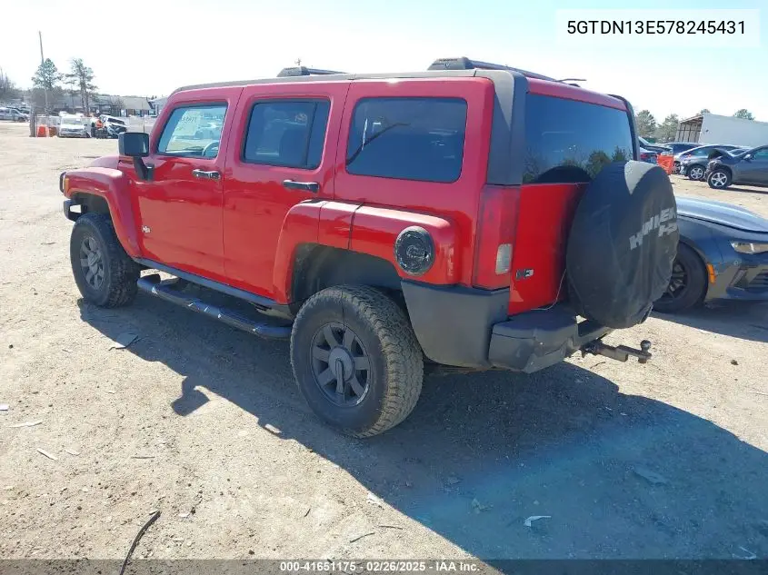 2007 Hummer H3 Suv VIN: 5GTDN13E578245431 Lot: 41651175