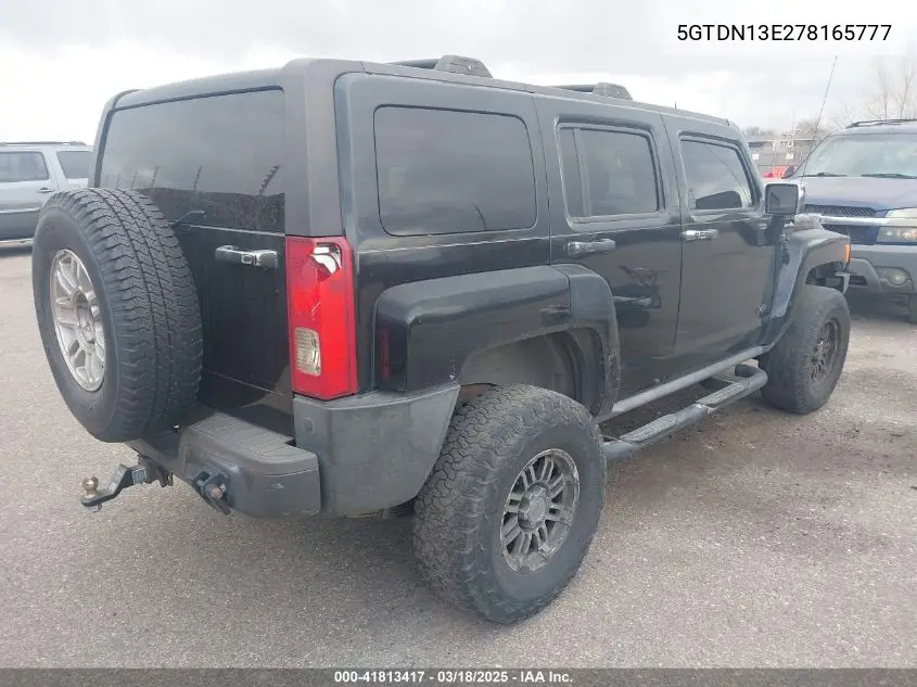 2007 Hummer H3 Suv VIN: 5GTDN13E278165777 Lot: 41813417