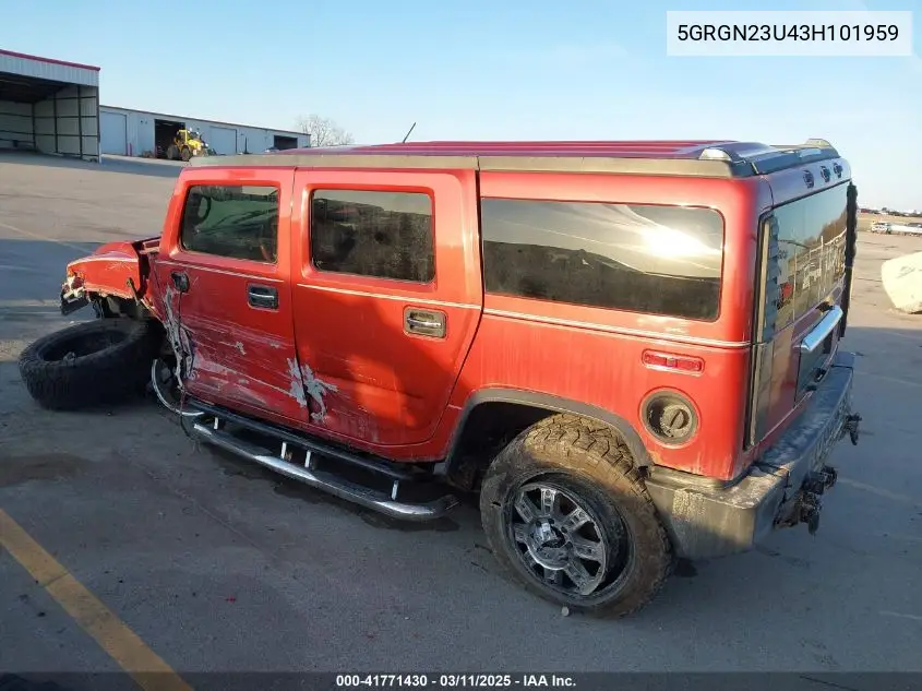 2003 Hummer H2 VIN: 5GRGN23U43H101959 Lot: 41771430
