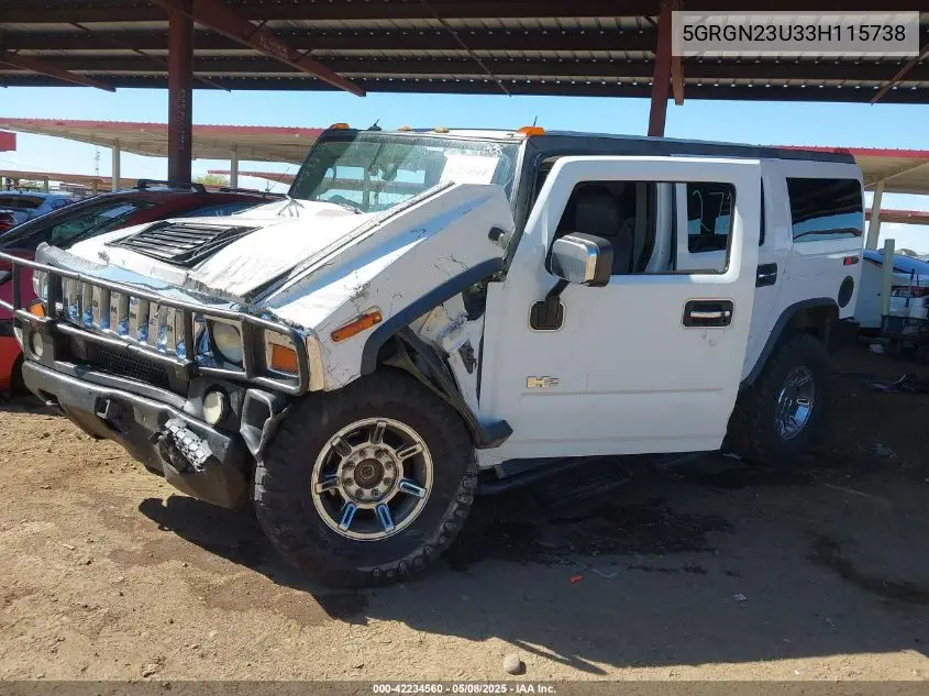 2003 Hummer H2 VIN: 5GRGN23U33H115738 Lot: 42234560