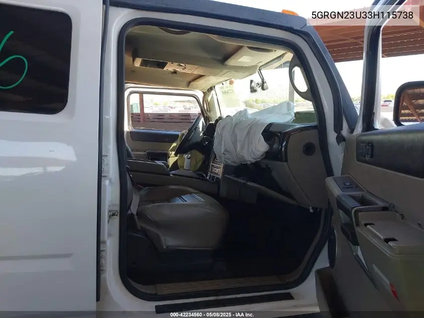 2003 Hummer H2 VIN: 5GRGN23U33H115738 Lot: 42234560