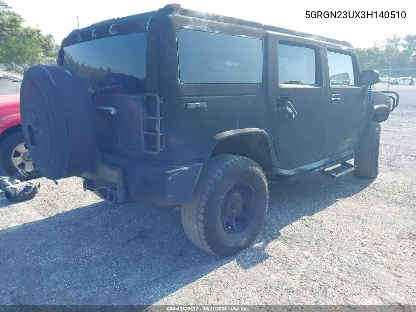 2003 Hummer H2 VIN: 5GRGN23UX3H140510 Lot: 42325527