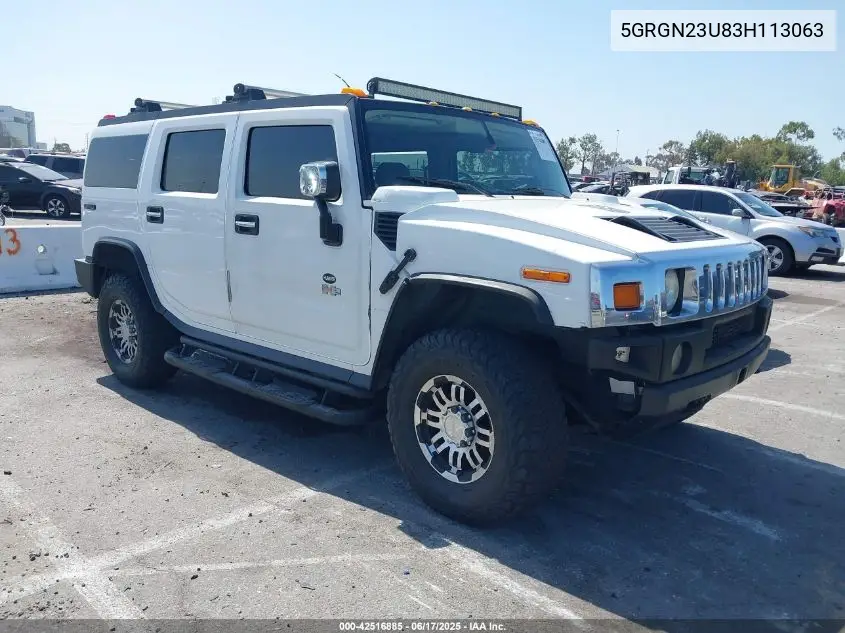 2003 Hummer H2 VIN: 5GRGN23U83H113063 Lot: 42516885