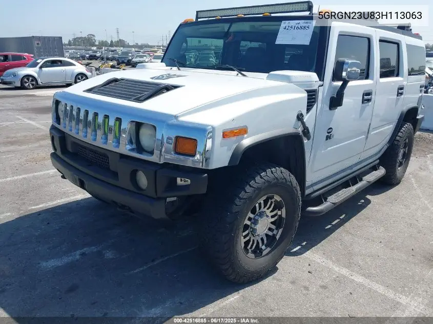 2003 Hummer H2 VIN: 5GRGN23U83H113063 Lot: 42516885