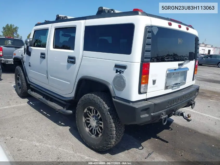2003 Hummer H2 VIN: 5GRGN23U83H113063 Lot: 42516885
