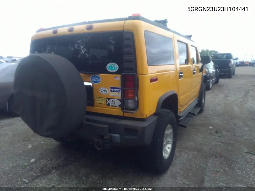 2003 Hummer H2 VIN: 5GRGN23U23H104441 Lot: 42534971
