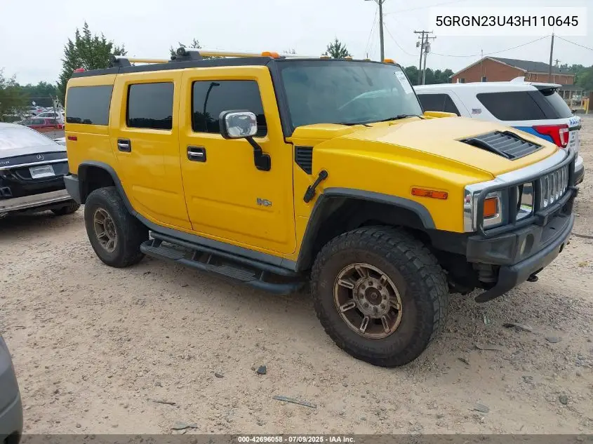 2003 Hummer H2 VIN: 5GRGN23U43H110645 Lot: 42696058