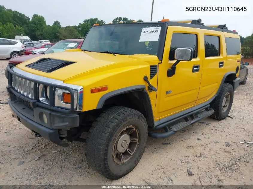 2003 Hummer H2 VIN: 5GRGN23U43H110645 Lot: 42696058