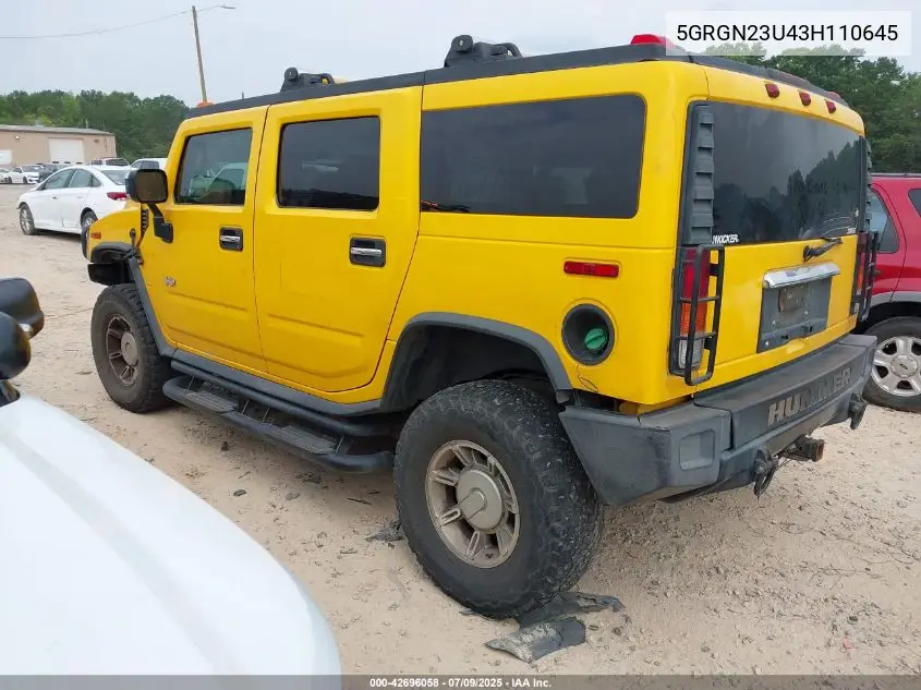 2003 Hummer H2 VIN: 5GRGN23U43H110645 Lot: 42696058