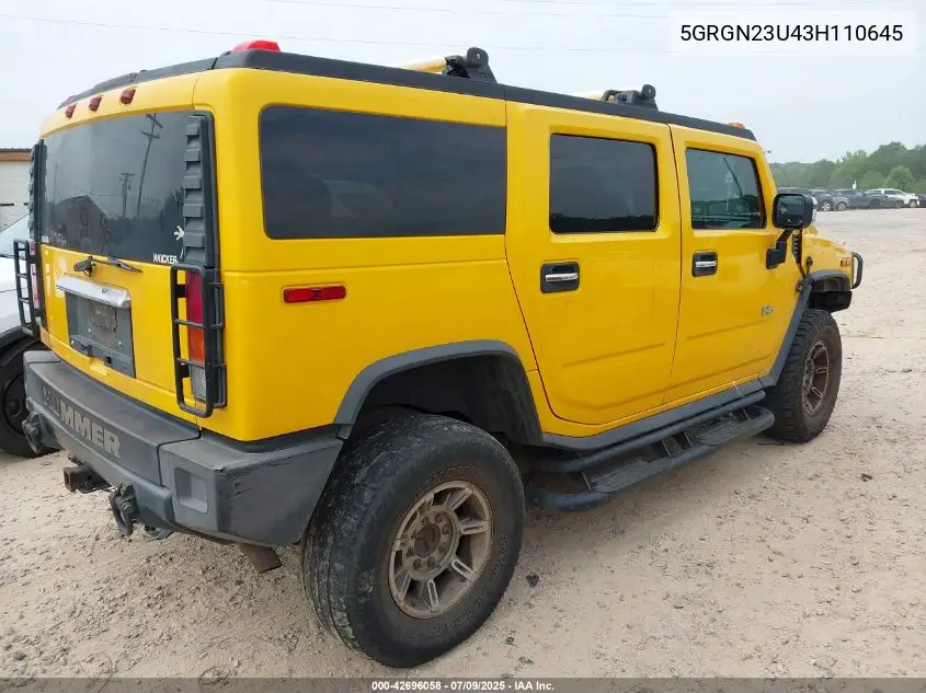 2003 Hummer H2 VIN: 5GRGN23U43H110645 Lot: 42696058