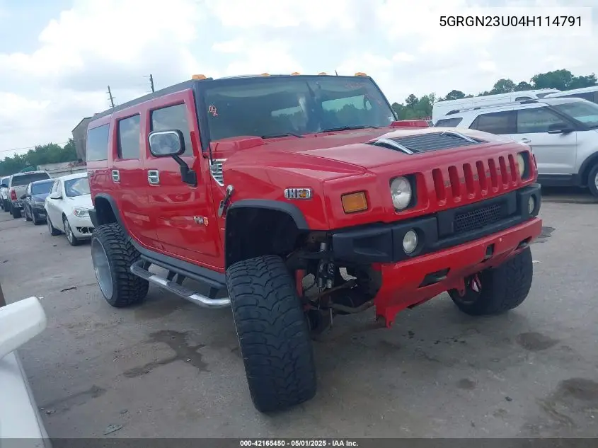 2004 Hummer H2 VIN: 5GRGN23U04H114791 Lot: 42165450