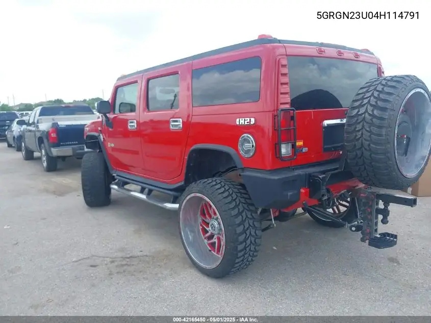 2004 Hummer H2 VIN: 5GRGN23U04H114791 Lot: 42165450