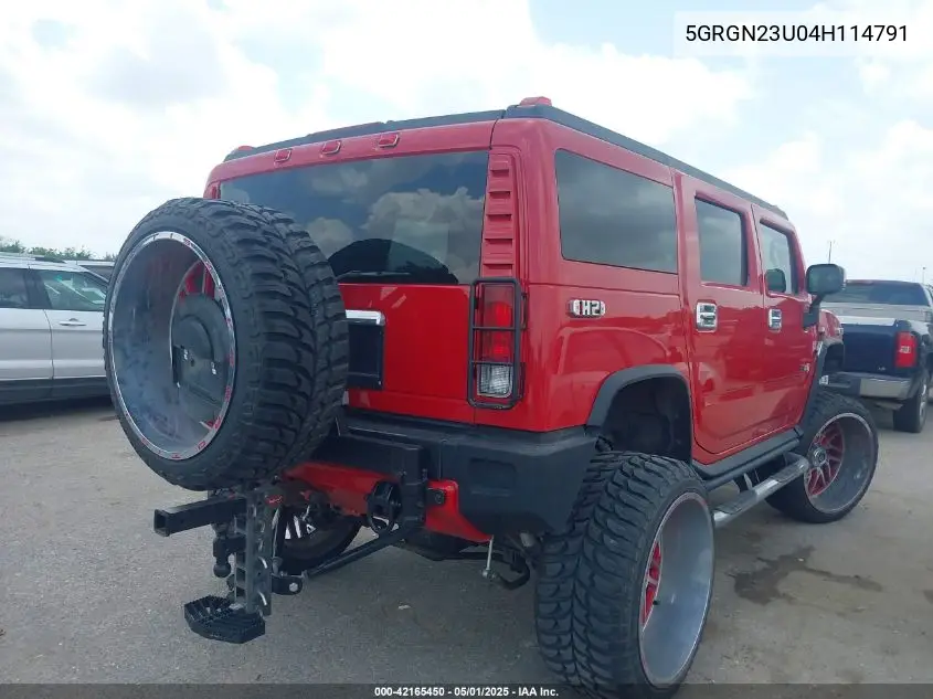 2004 Hummer H2 VIN: 5GRGN23U04H114791 Lot: 42165450