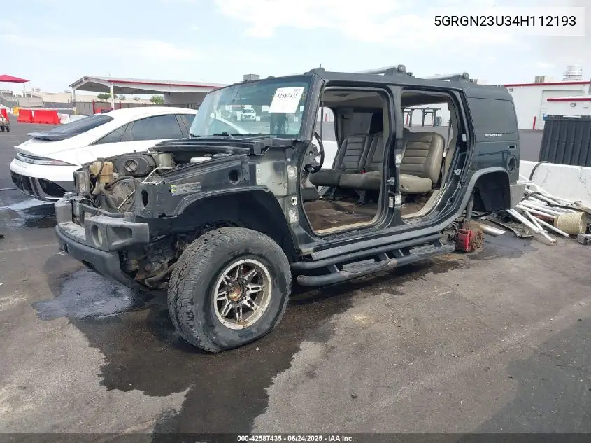 2004 Hummer H2 VIN: 5GRGN23U34H112193 Lot: 42587435